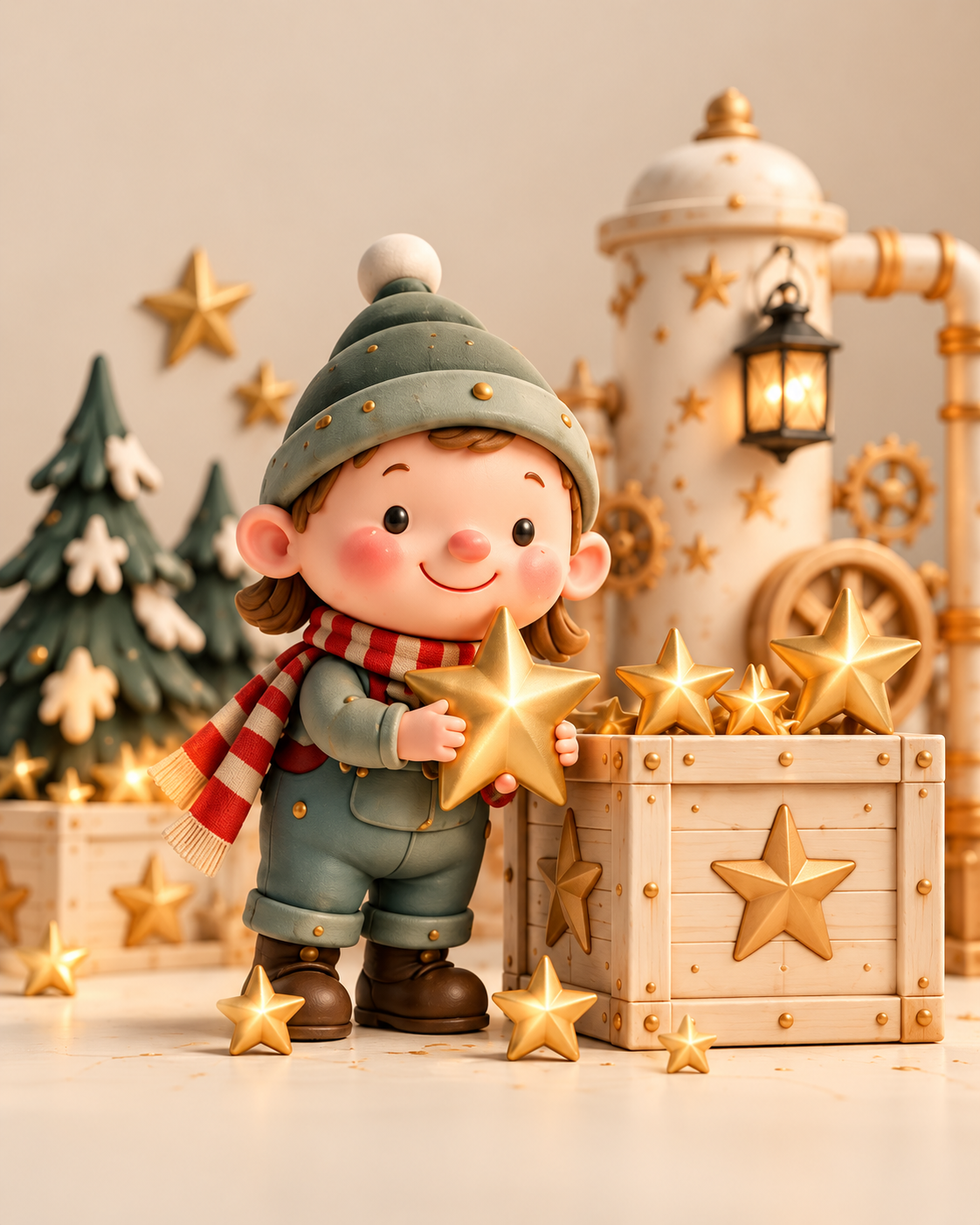hero-escenario-sin-textos Niño elfo sostiene una estrella dorada en la Fábrica de Estrellas de Navidad 2026